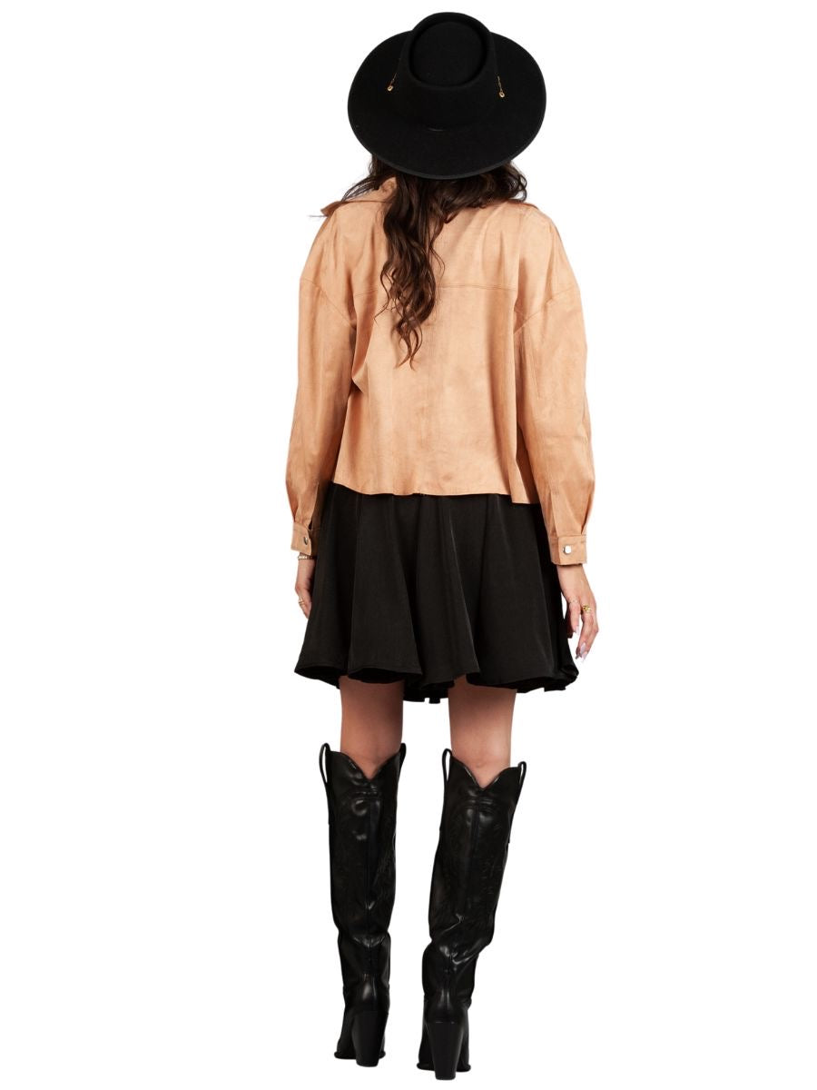 Women’s Vegan Suede Trucker Jacket