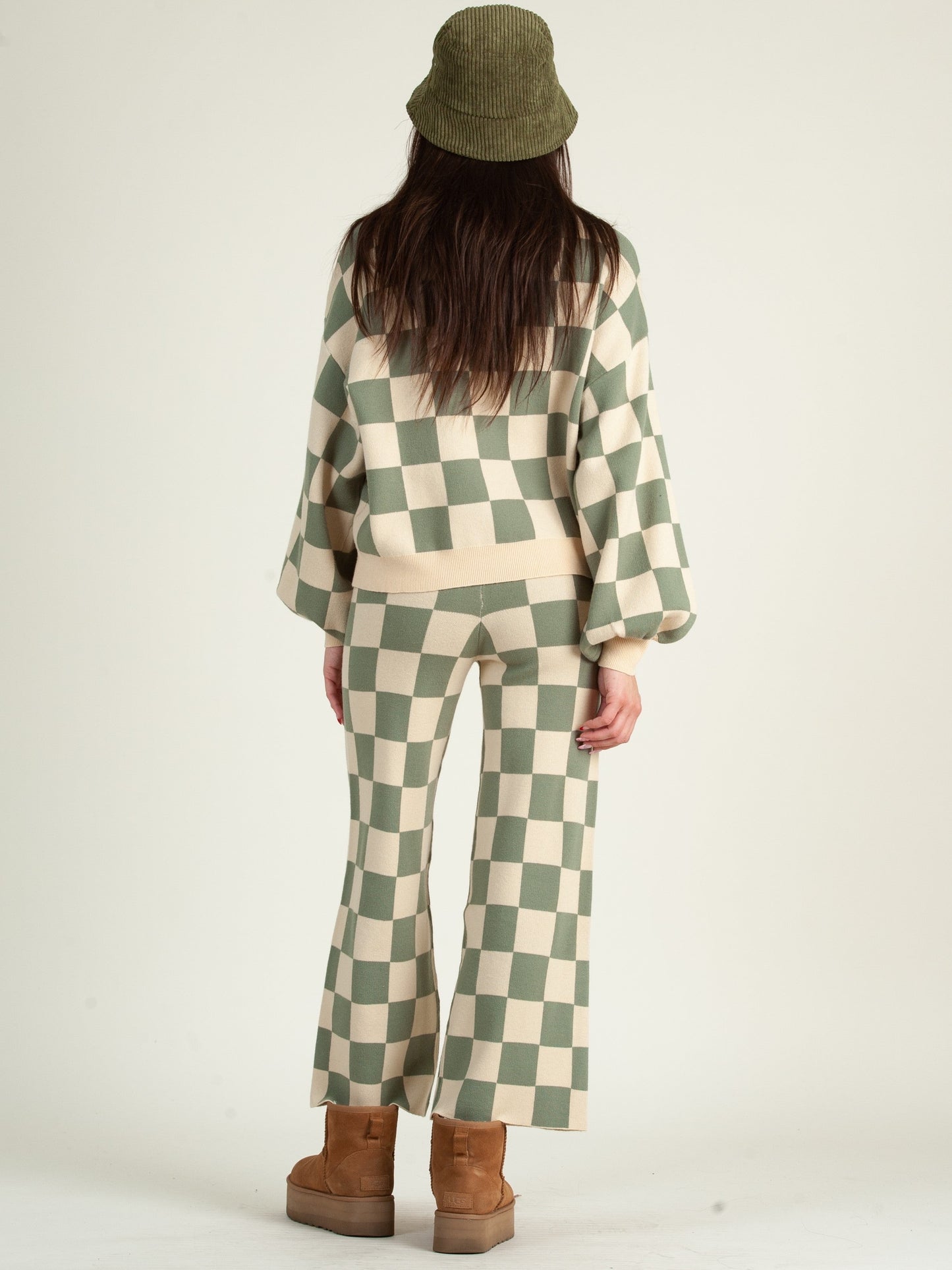 Women’s Checkered Crew Neck Sweater