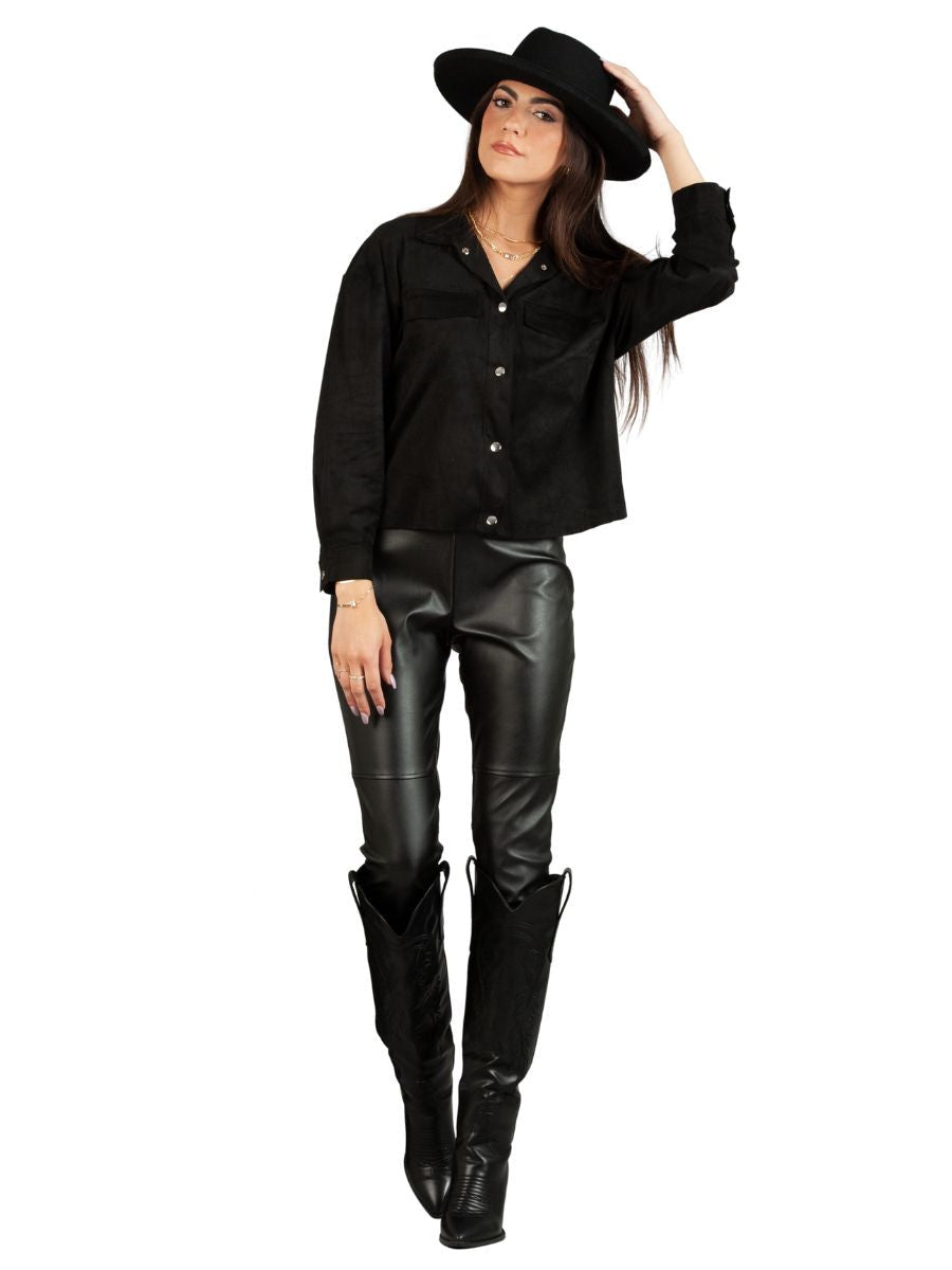 Women’s Vegan Suede Trucker Jacket