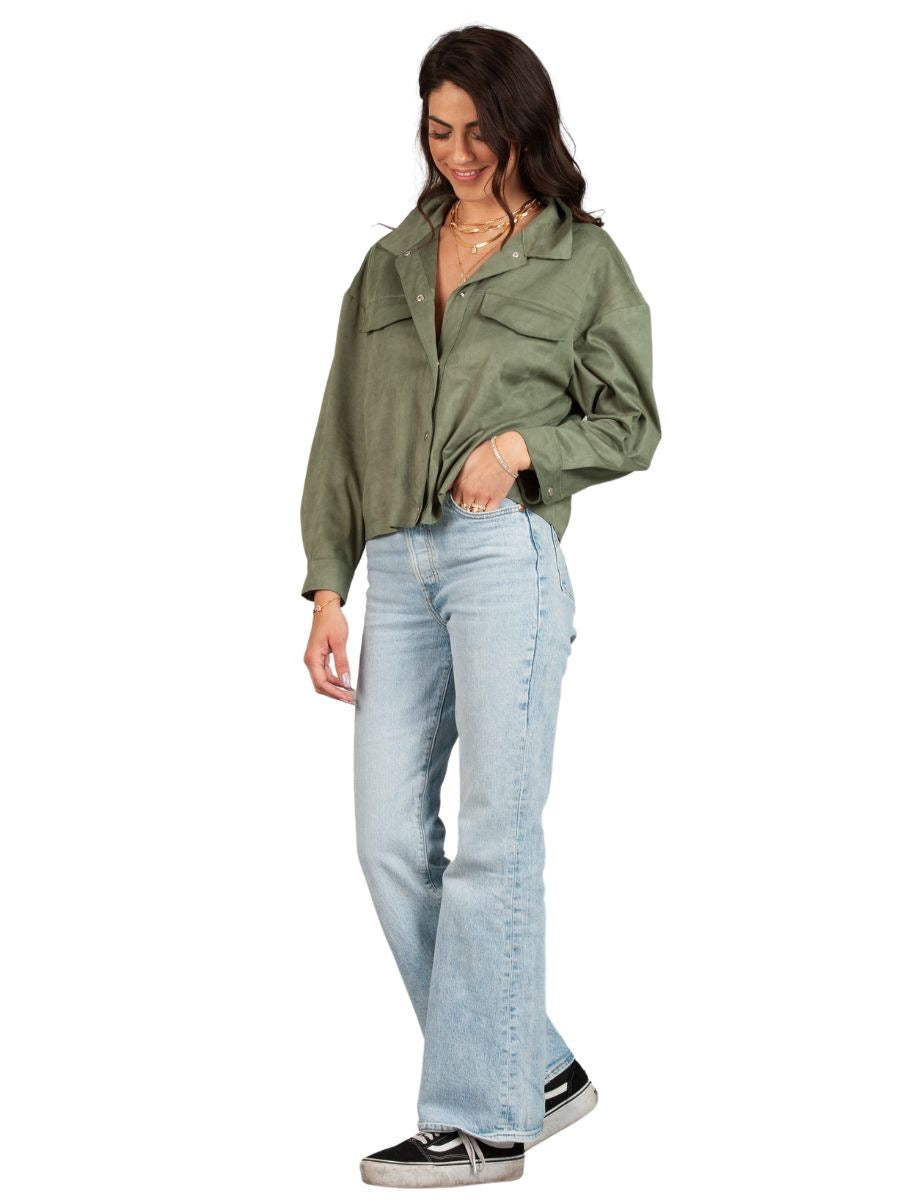 Women’s Vegan Suede Trucker Jacket