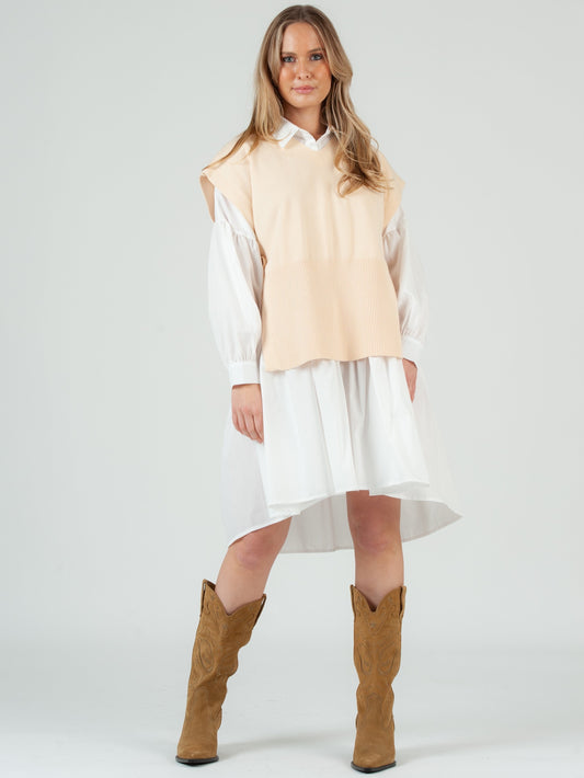 Women's Side Tie Sweater Vest in Ivory