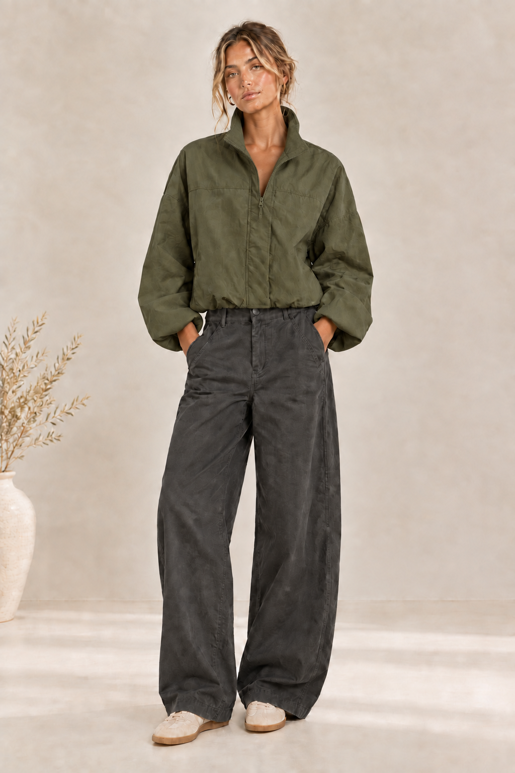 Women’s Cotton Funnel Neck Jacket