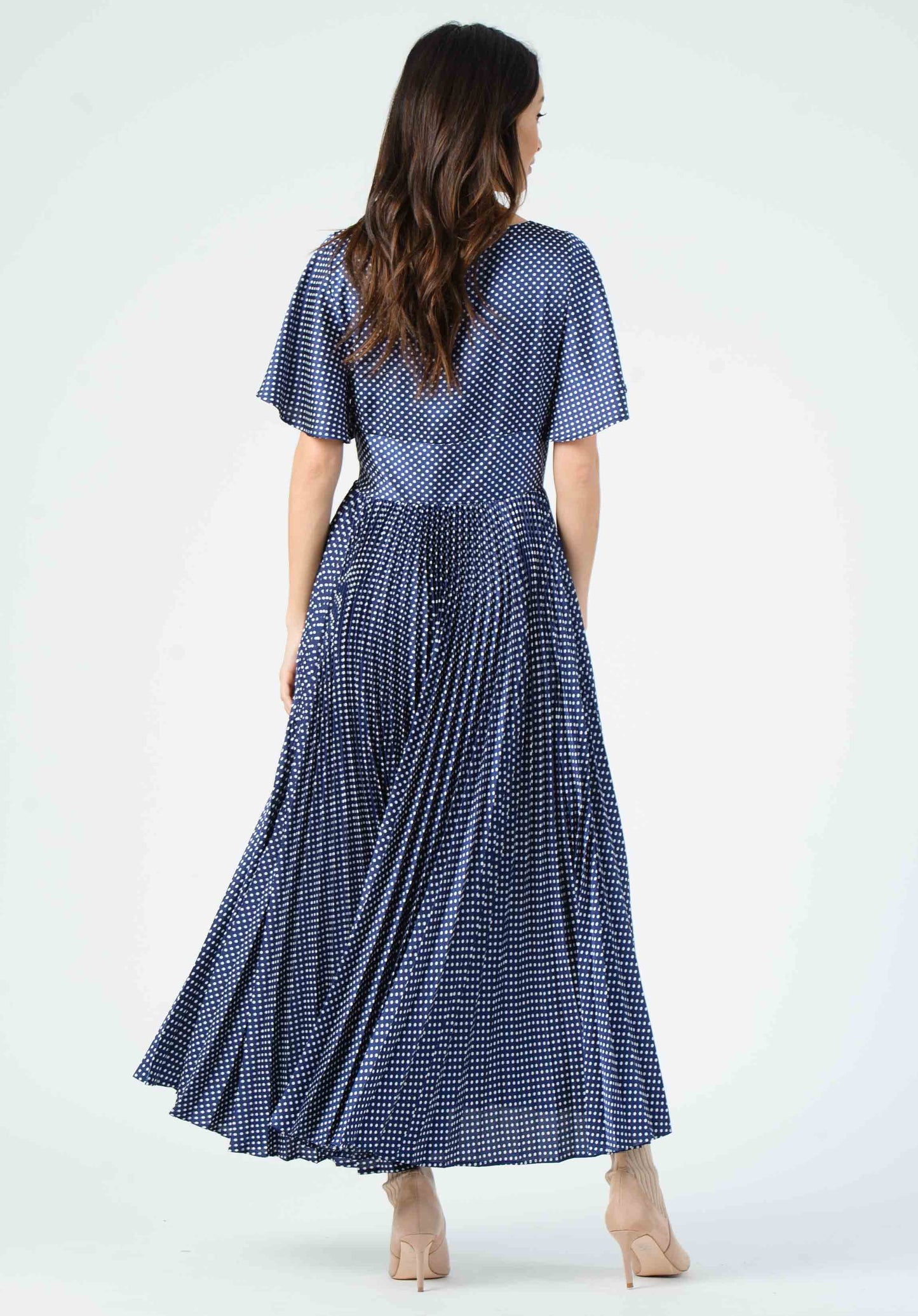Women’s Navy Polka Dot Midi Dress