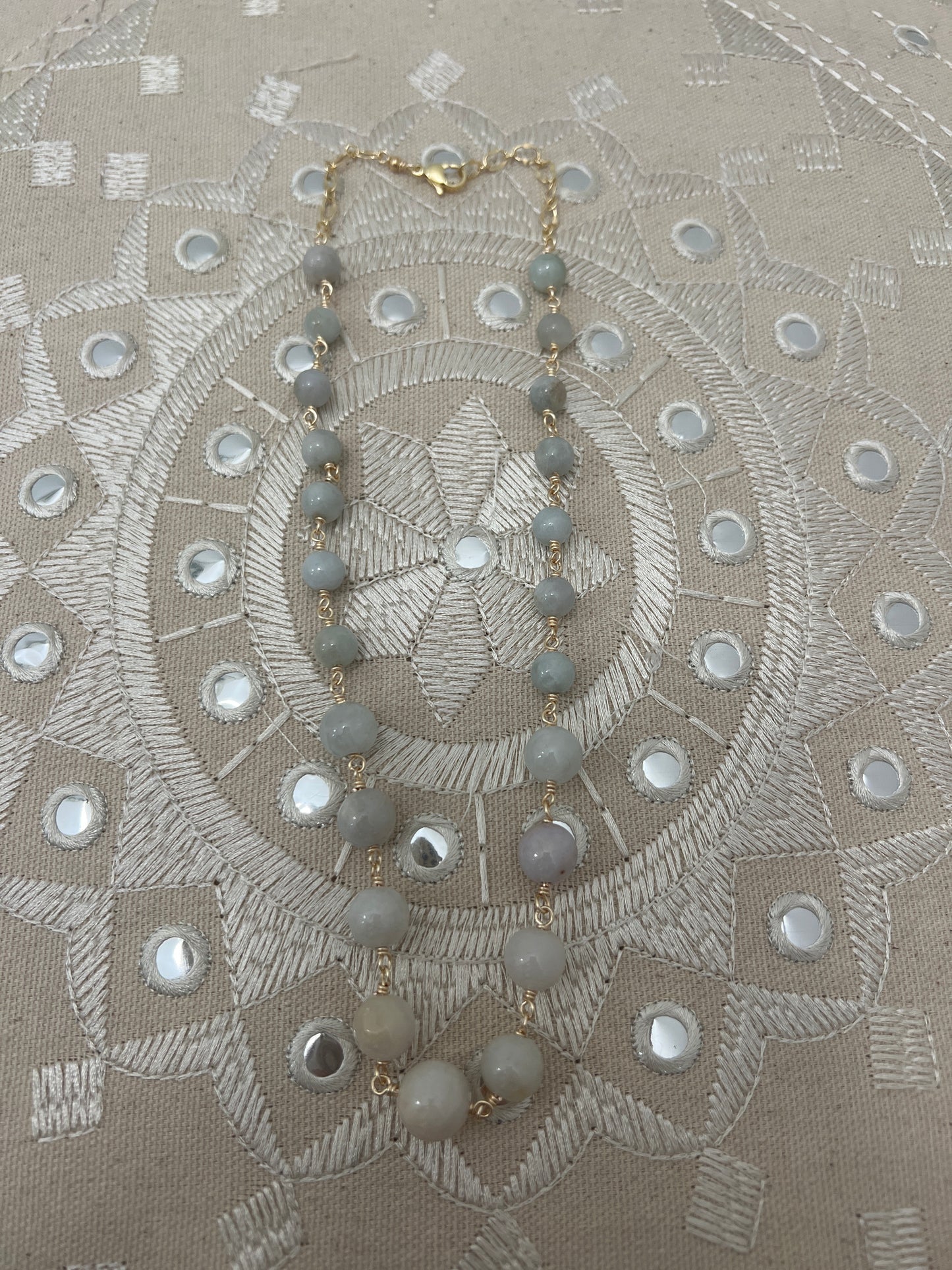 Natural Burmese Jade & 18K plated gold chain Necklace