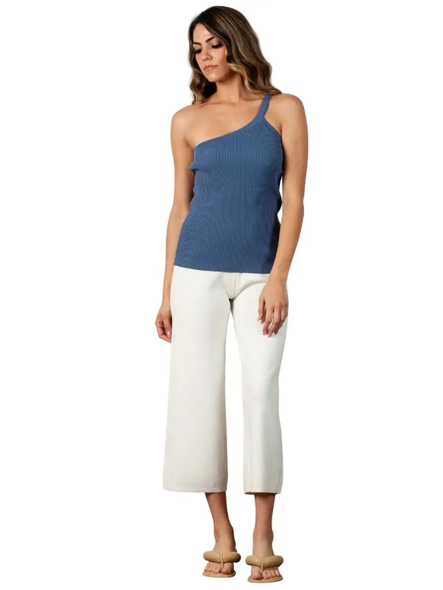 Women’s Asymmetrical One Shoulder Knit Tank Top