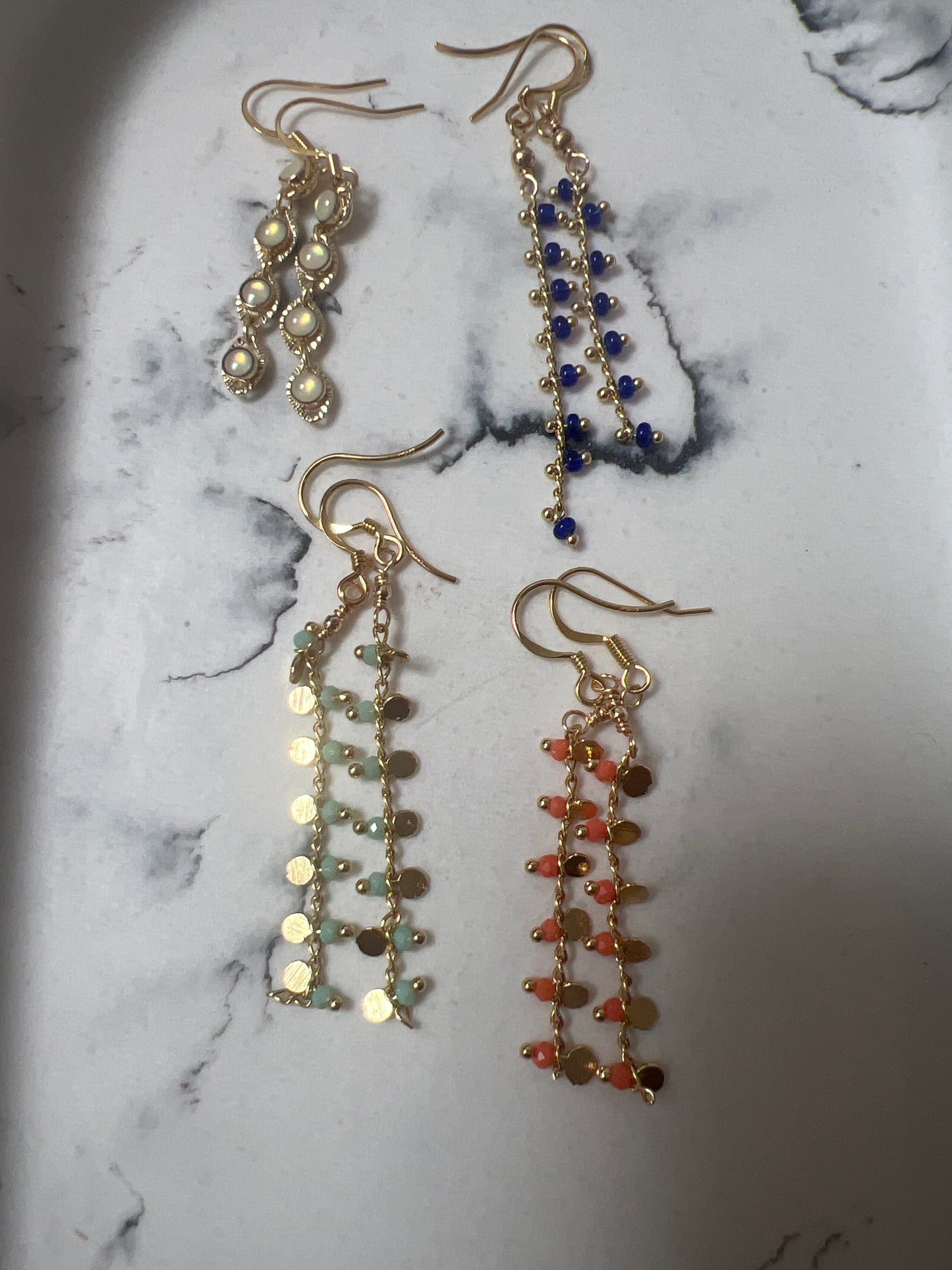 Natural Gemstone & 18K gold plated earrings
