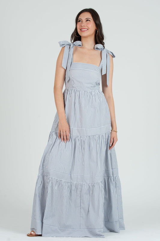 Women's Striped Maxi Tier Dress