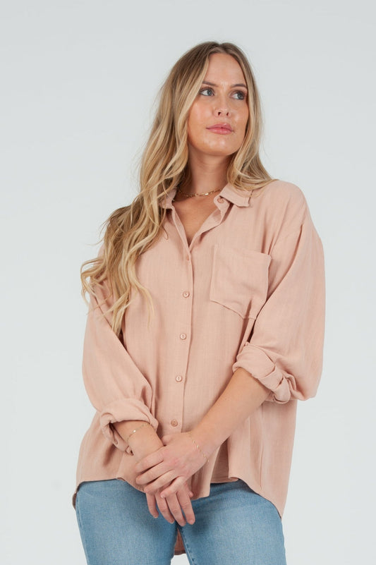 Women's Rayon Linen Button Up Shirt