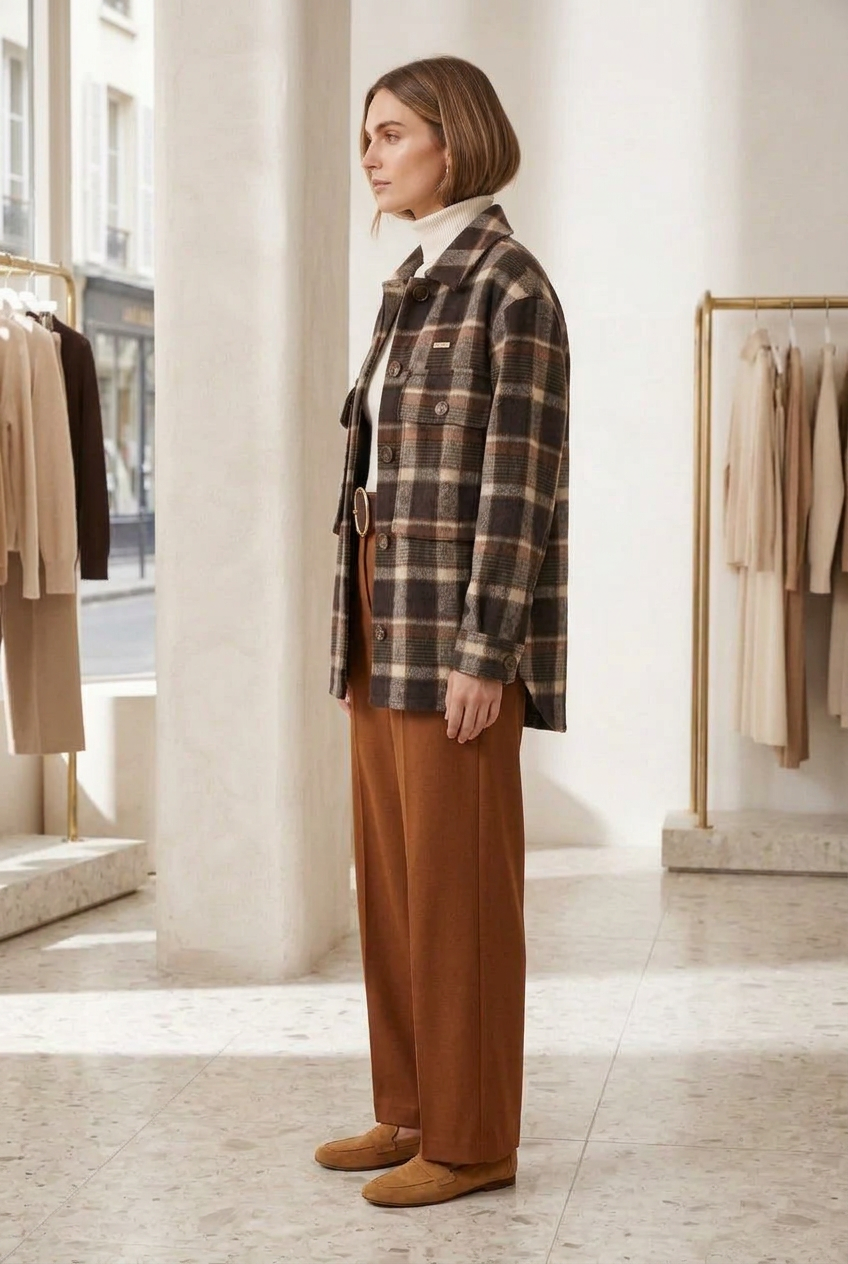Women’s Brushed Plaid Flannel Jacket