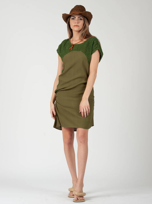 Women’s crochet contrast Rayon Shift Dress