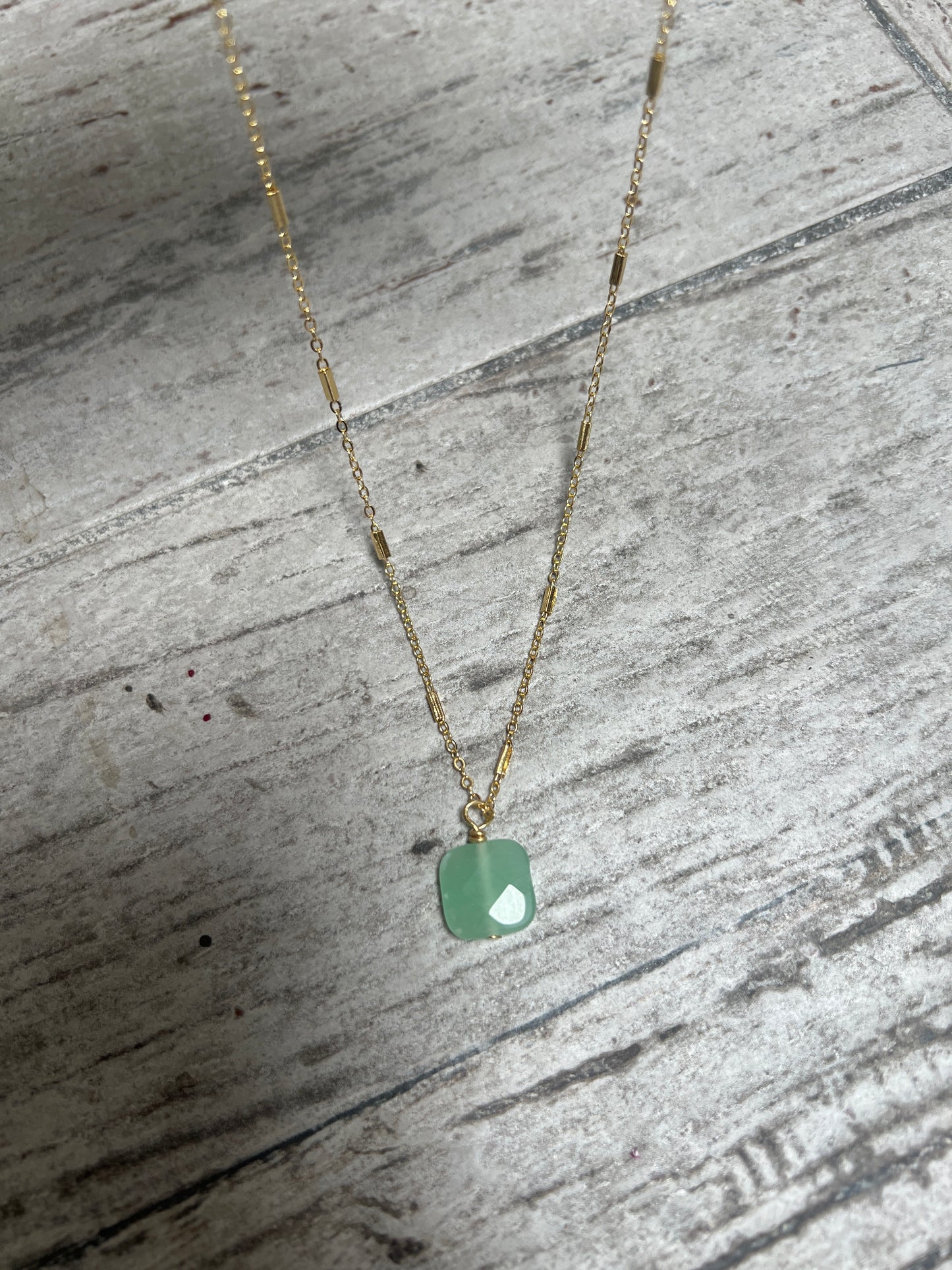 Natural Burmese Green Jade Pendant 18K Plated Necklace