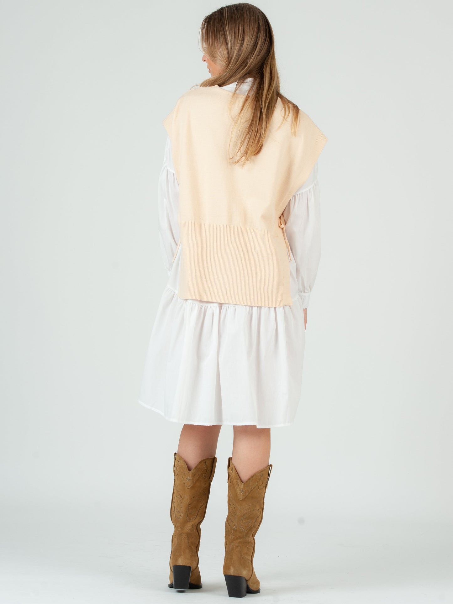 Women's Side Tie Sweater Vest in Ivory