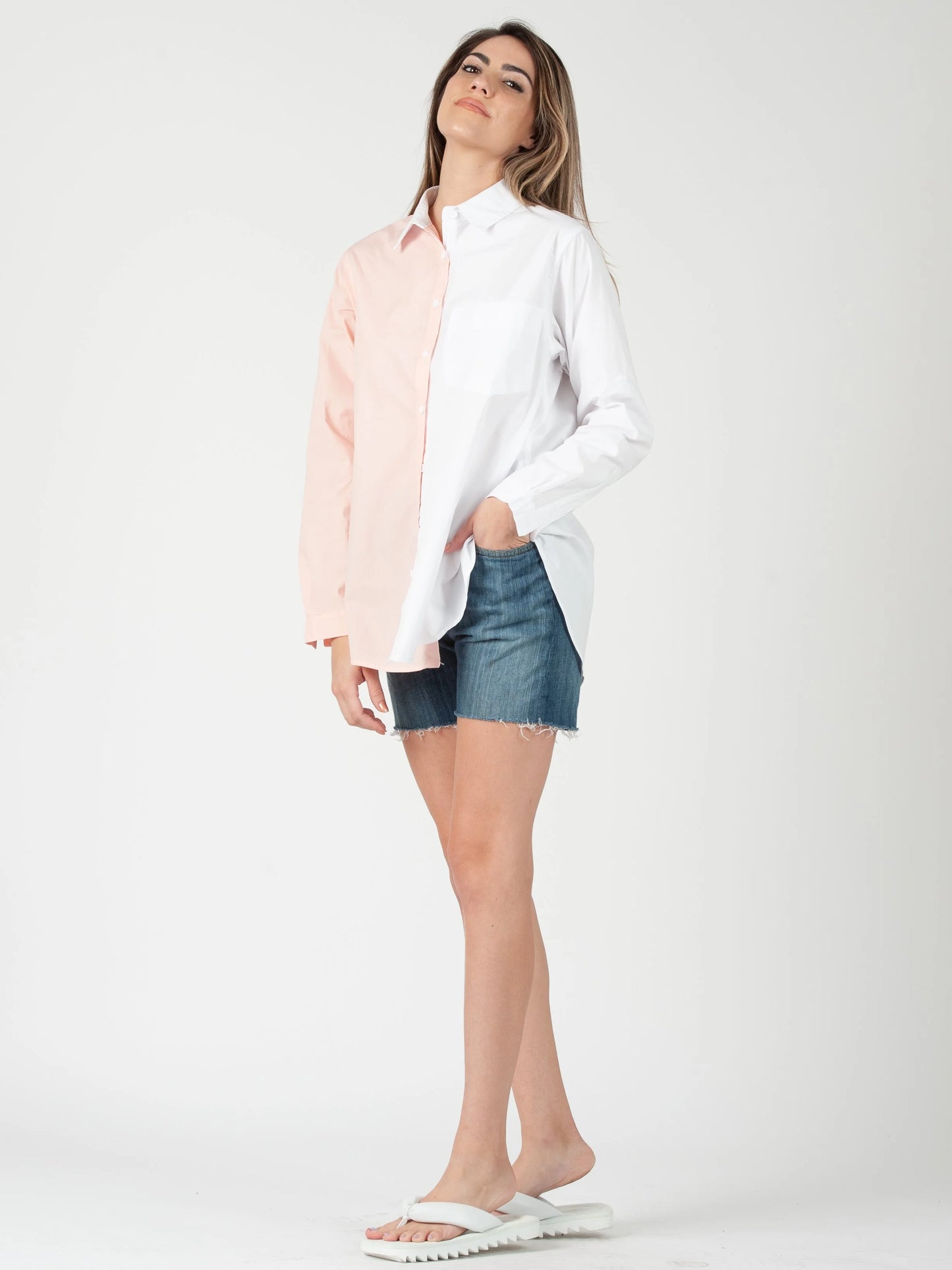 Women’s Color Block Button Down Shirt