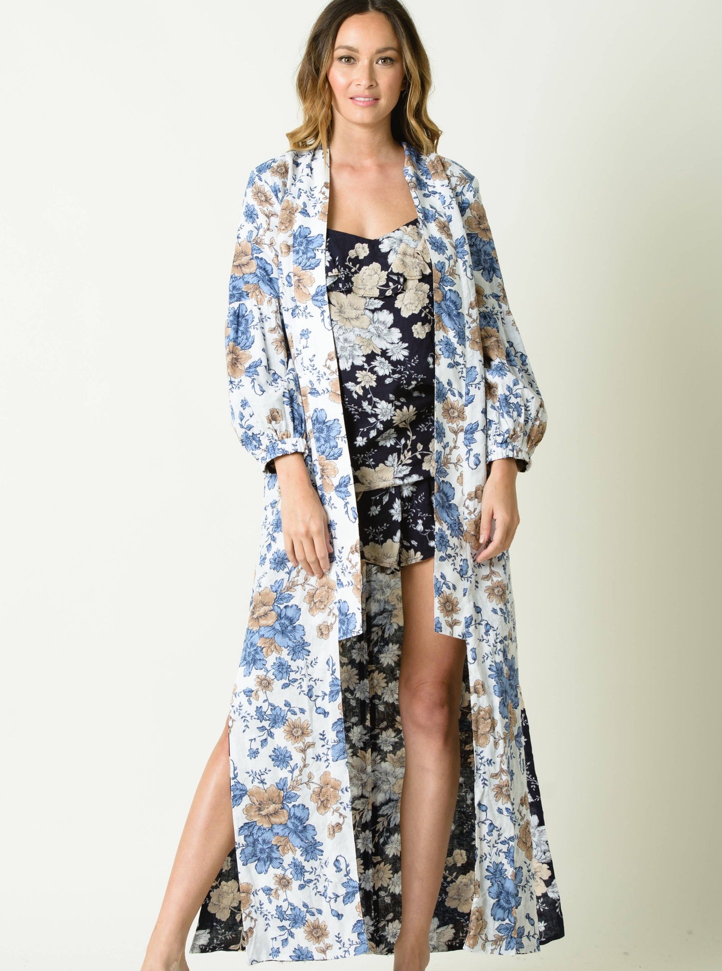 Women’s Floral Reversible Kimono Duster