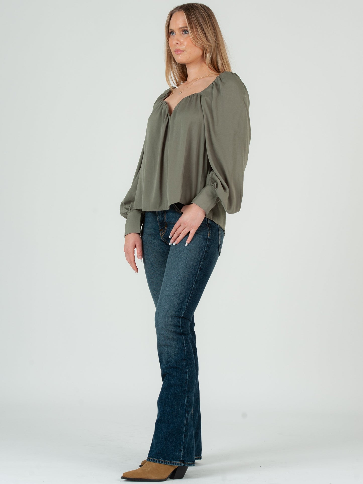 Women’s Satin Sweetheart Neckline Blouse