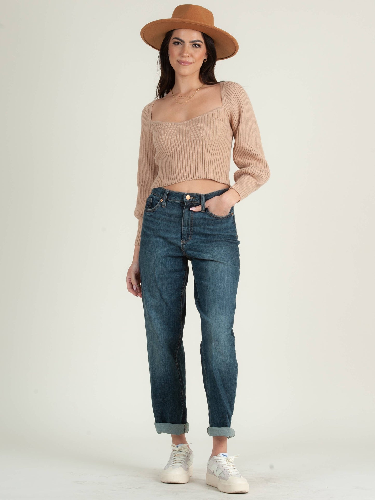 Women’s Ribbed Sweetheart Neckline Sweater