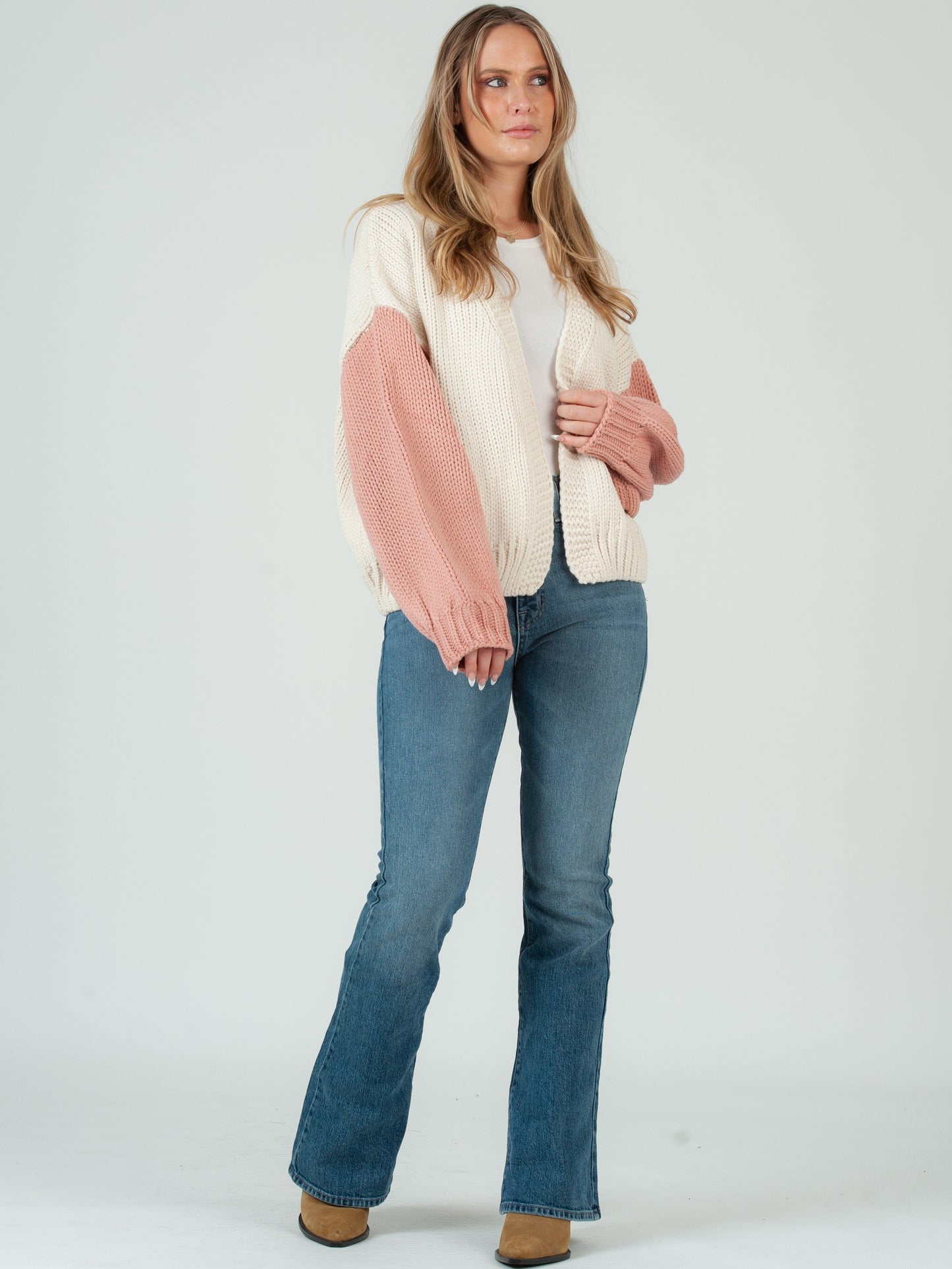 Women’s Hand Knitted Color Block Cardigan