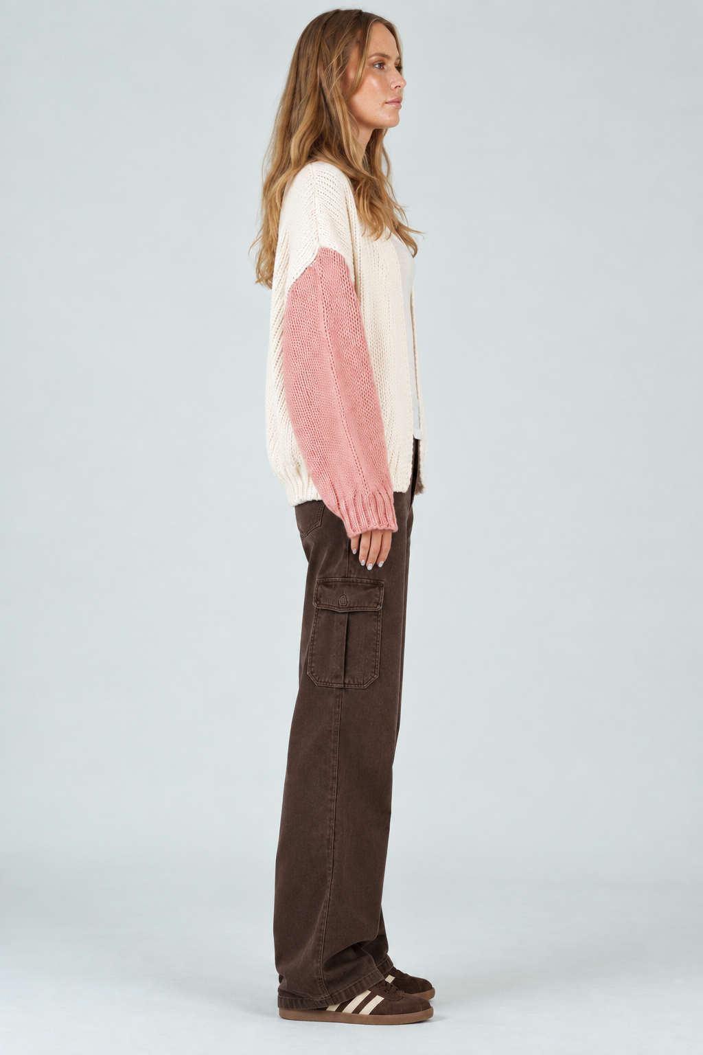 Women’s Hand Knitted Color Block Cardigan