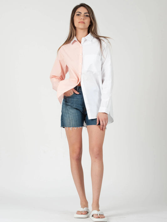Women’s Color Block Button Down Shirt