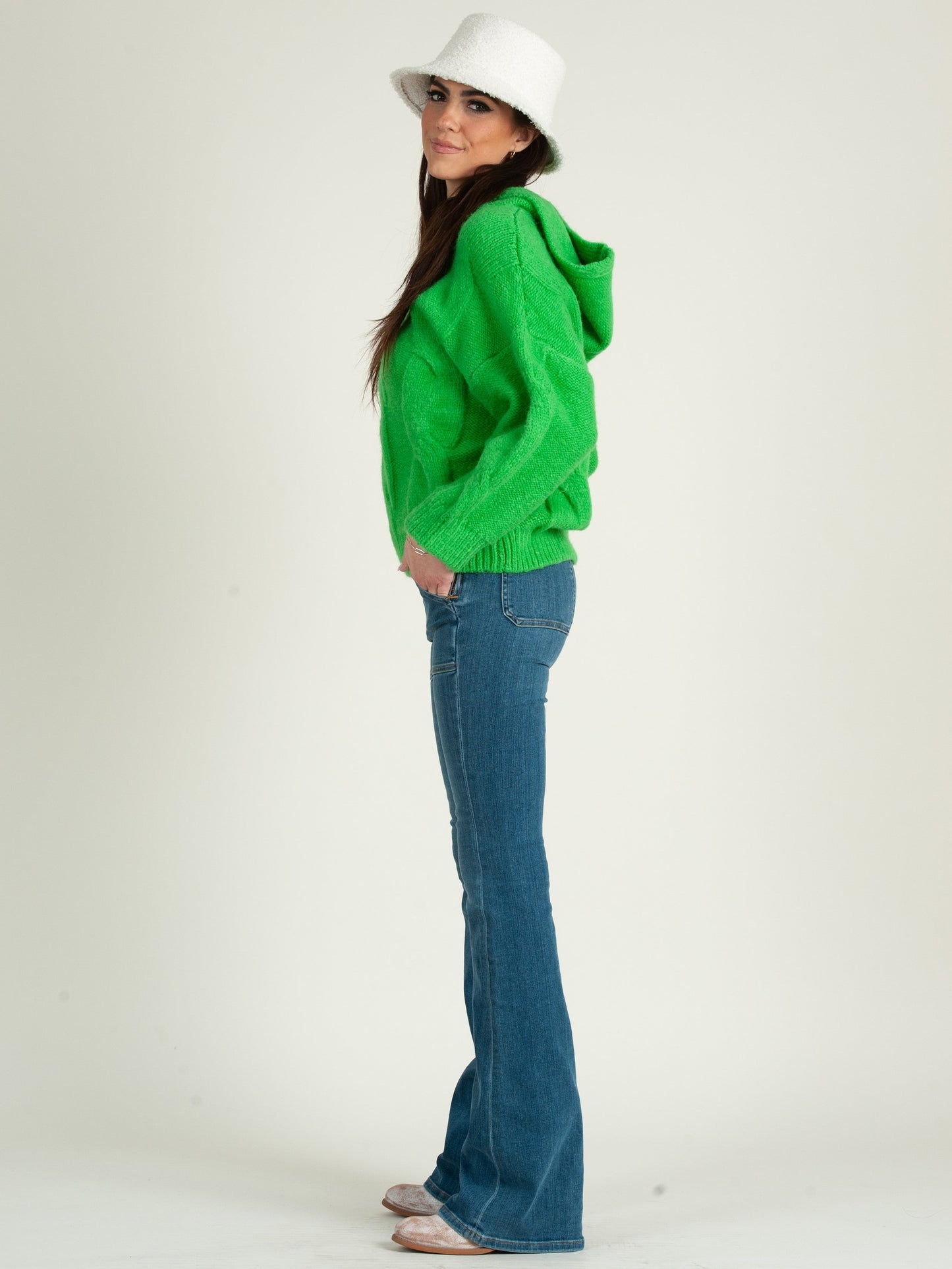 Women’s Cable Knit Sweater with Hood