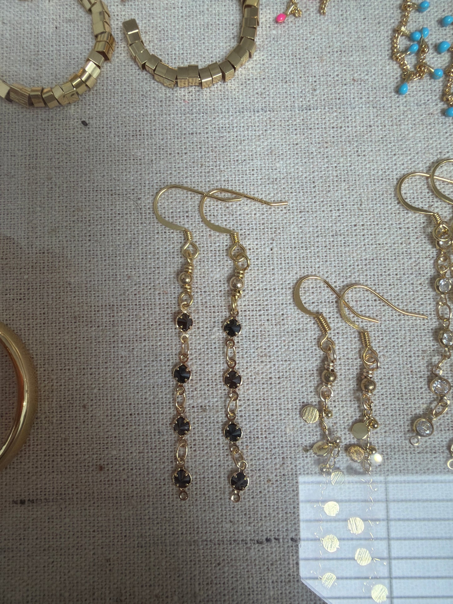 18k + Gemstone Hook Earrings