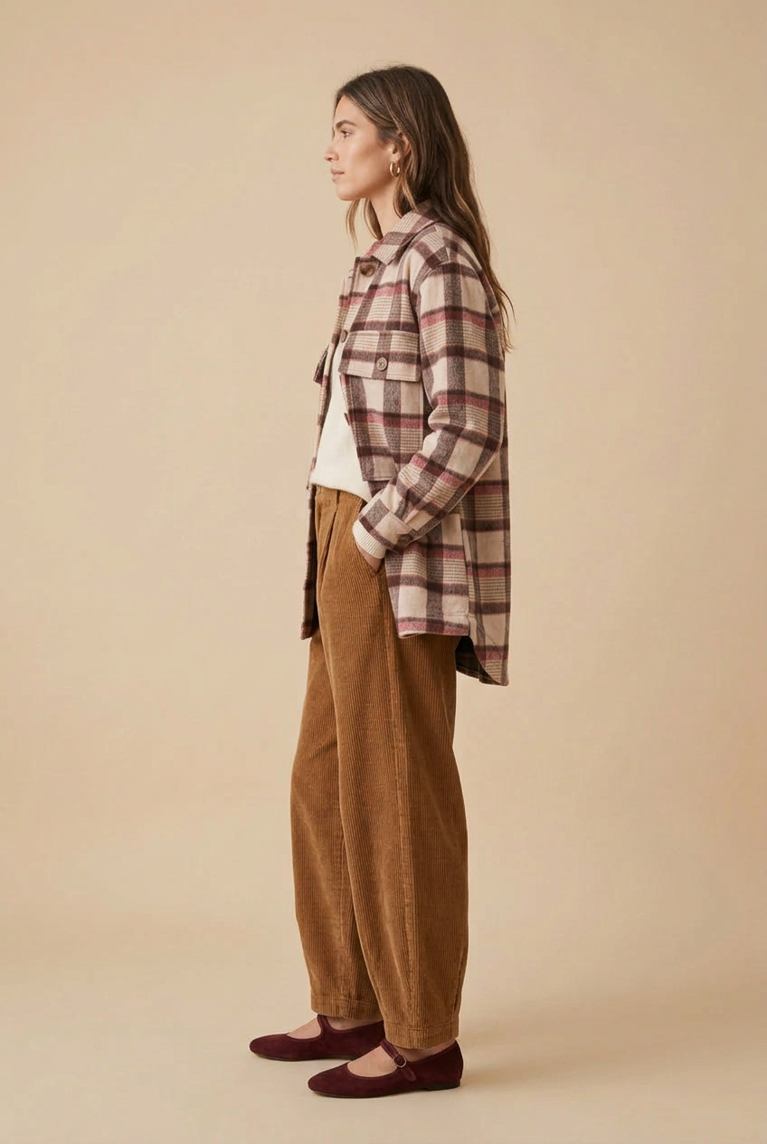 Women’s Brushed Plaid Flannel Jacket