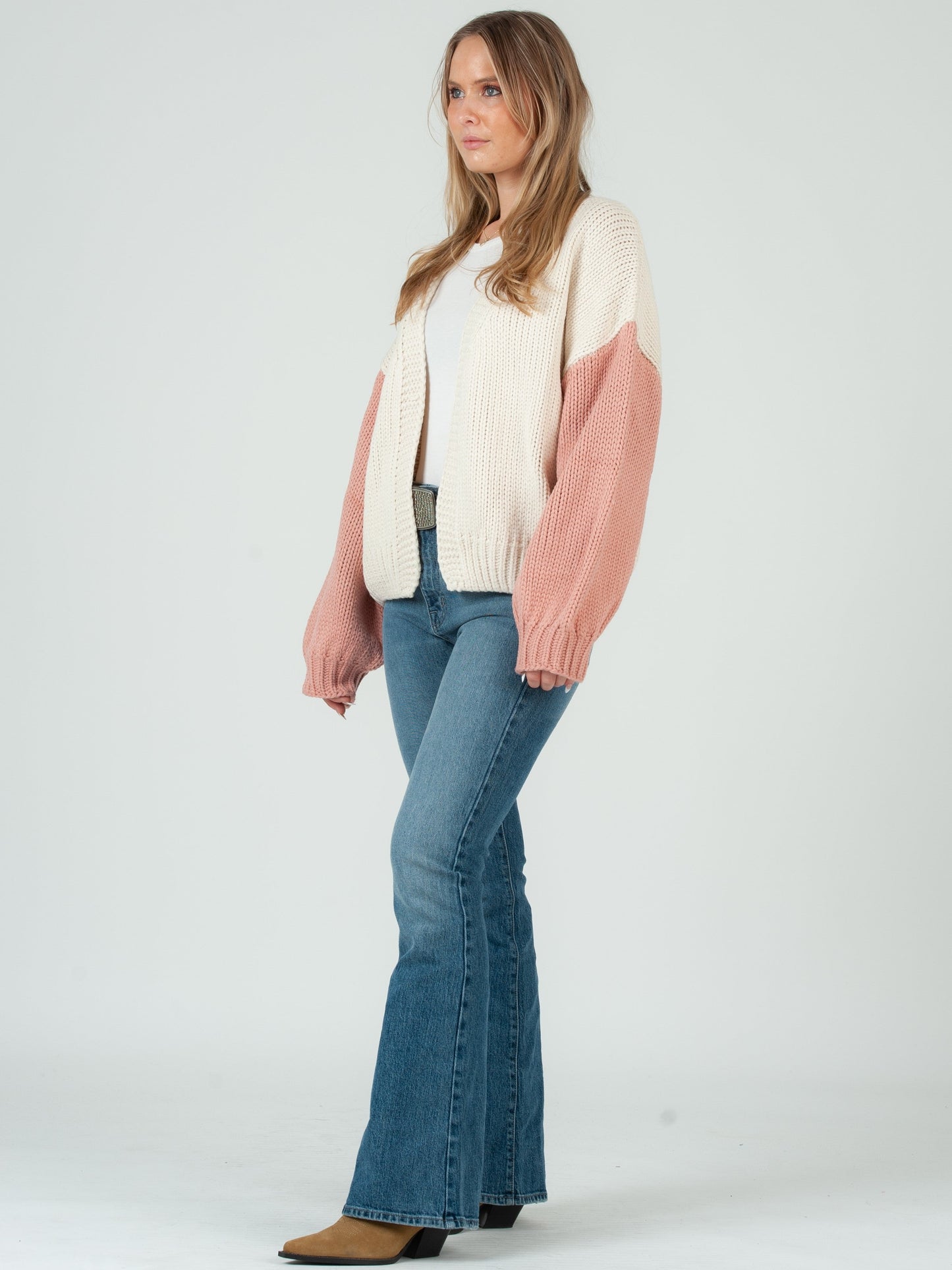 Women’s Hand Knitted Color Block Cardigan