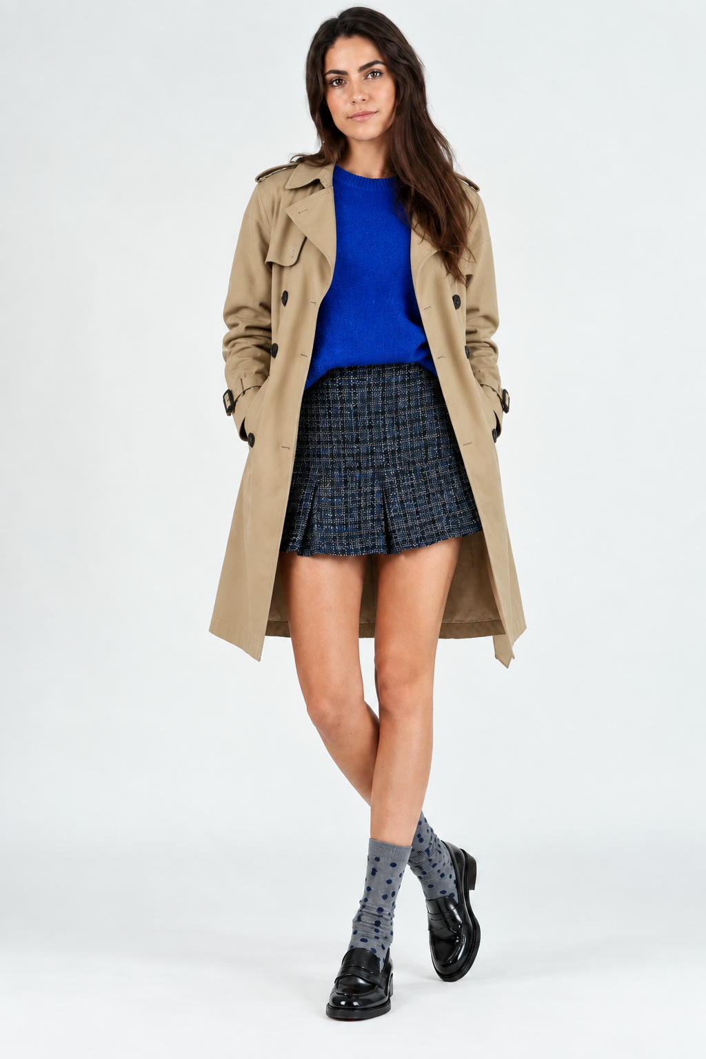 Women's Tweed Pleat Mini Skirt