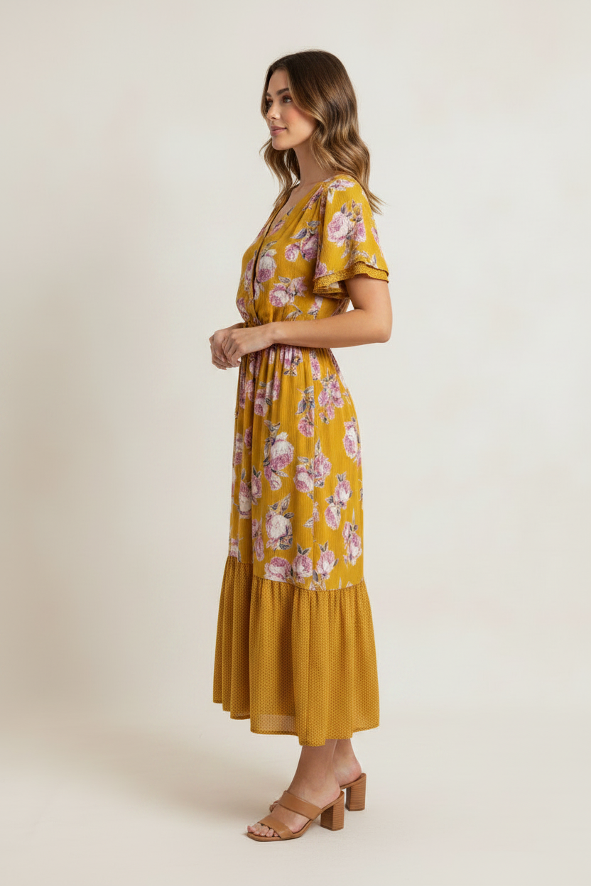 Women’s Floral + Dot Mix Print Dress