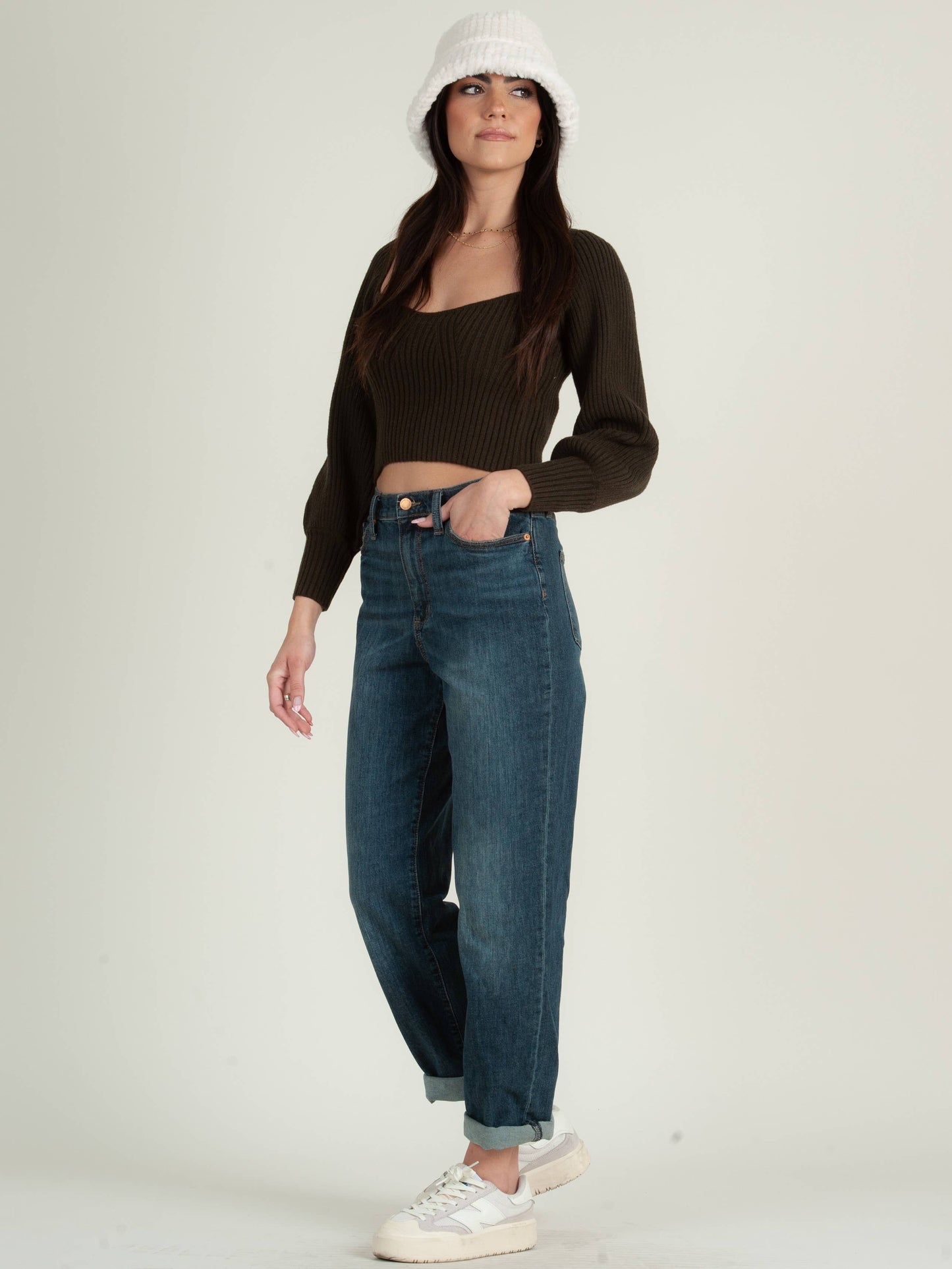 Women’s Ribbed Sweetheart Neckline Sweater