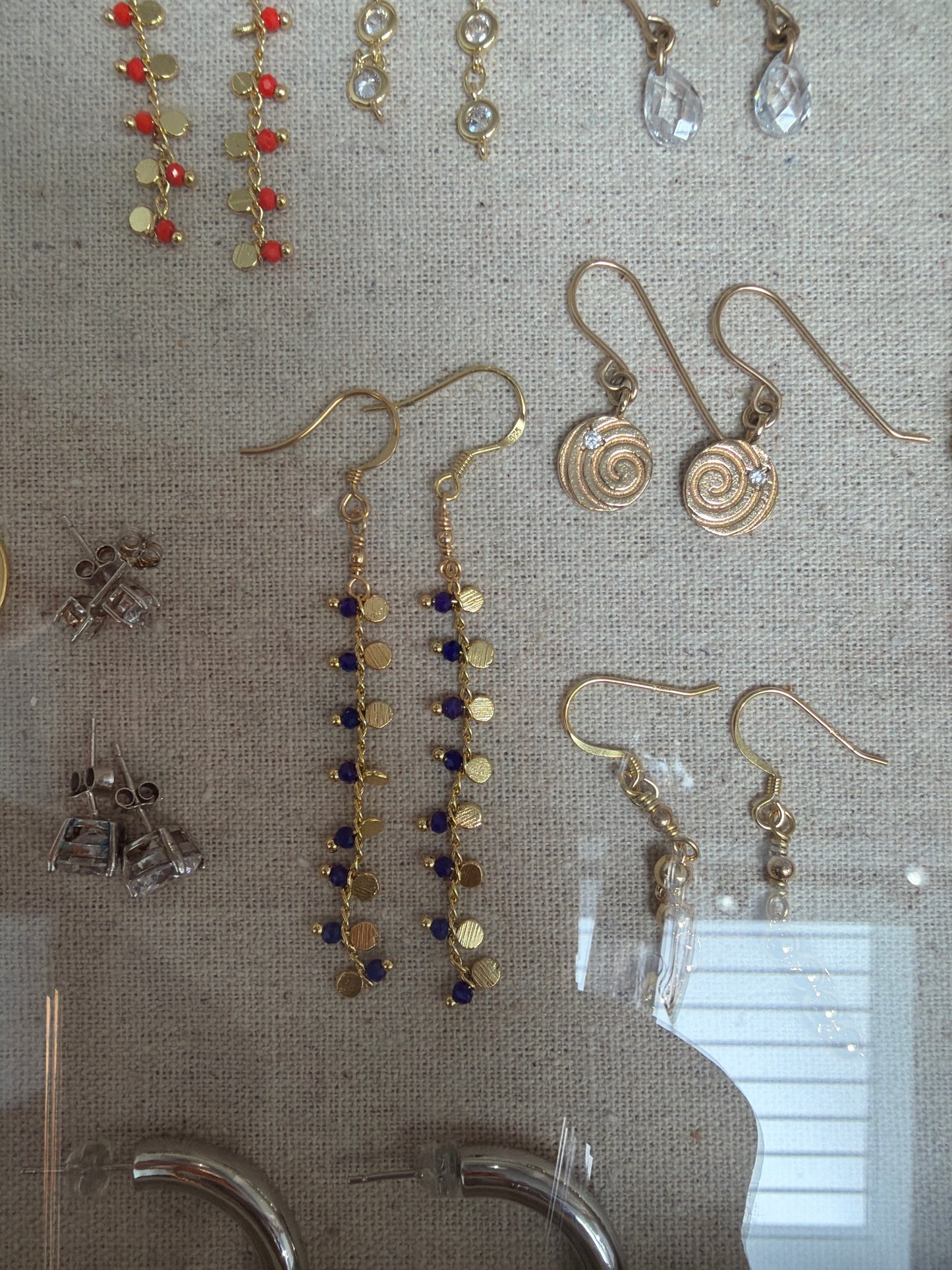 18k + Gemstone Hook Earrings