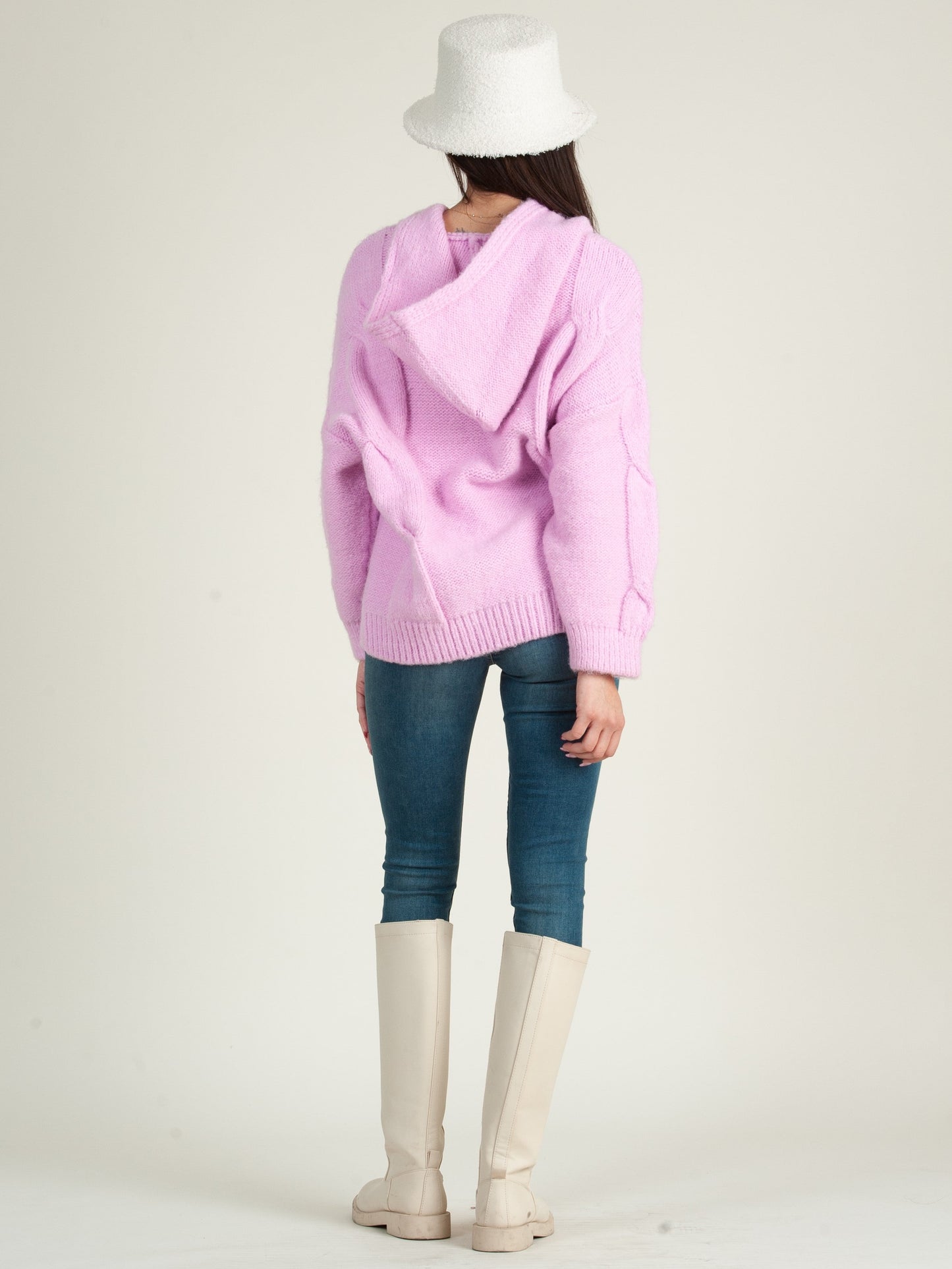 Women’s Cable Knit Sweater with Hood