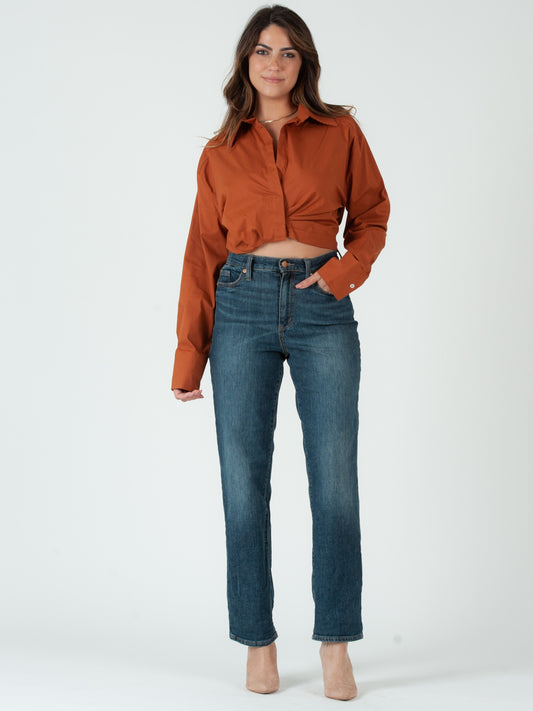 Women’s Poplin Twist Front Shirt