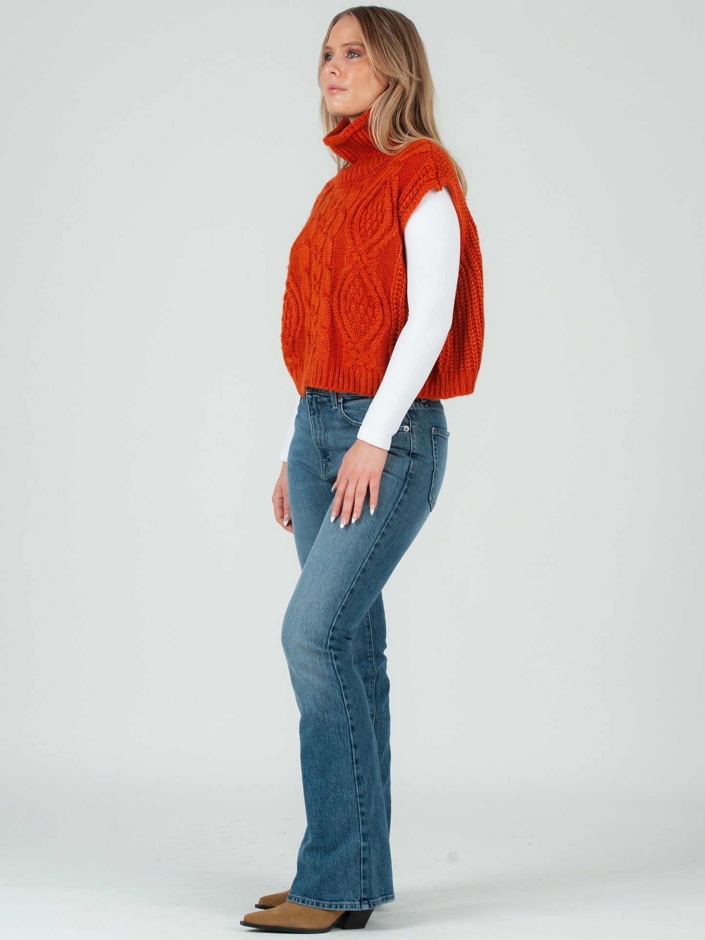 Women’s Cable Knit Turtleneck Sweater Vest