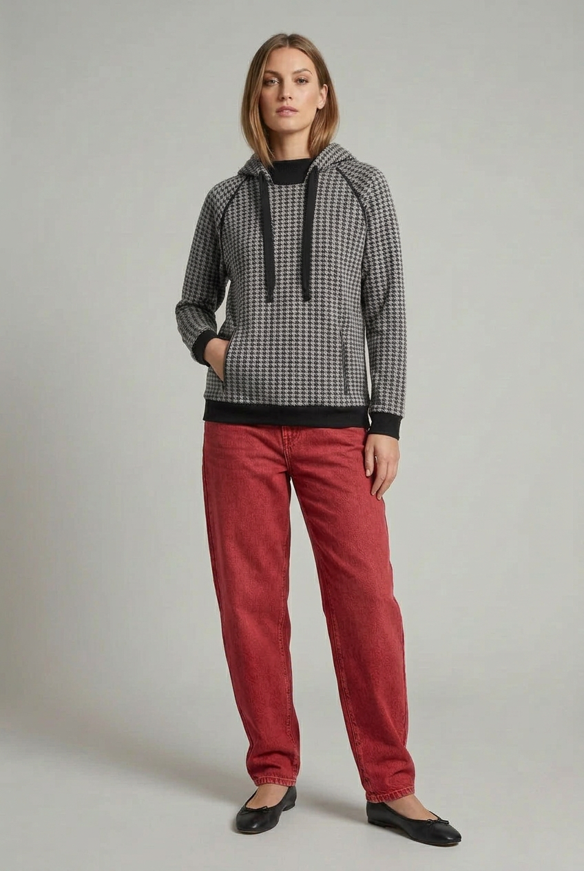 Women’s Houndstooth Hooded Sweatshirt