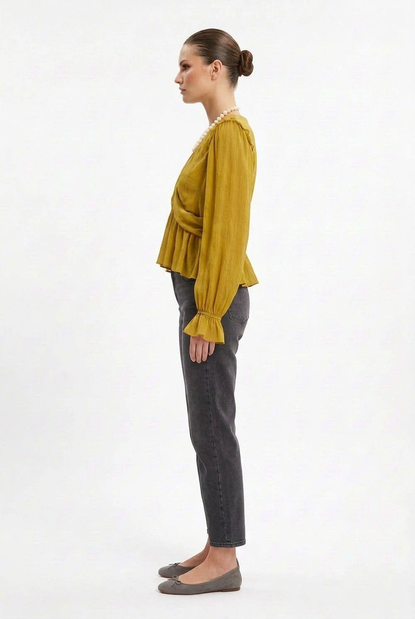 Women’s Drape V Neck Blouse