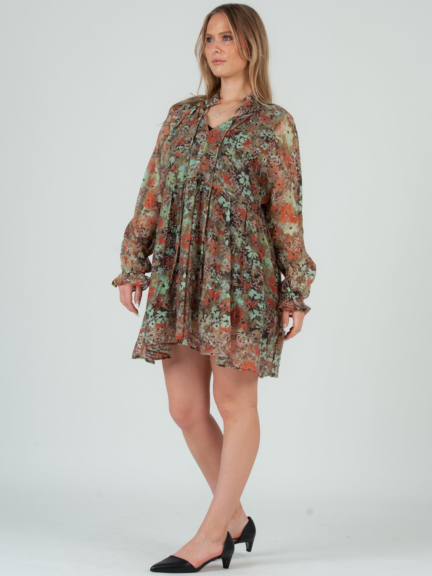 Women’s Olive Floral Dress