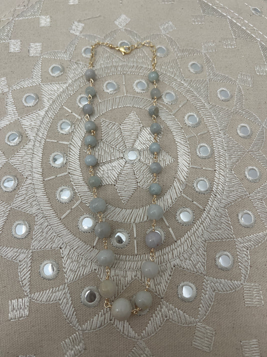 Natural Burmese Jade & 18K plated gold chain Necklace