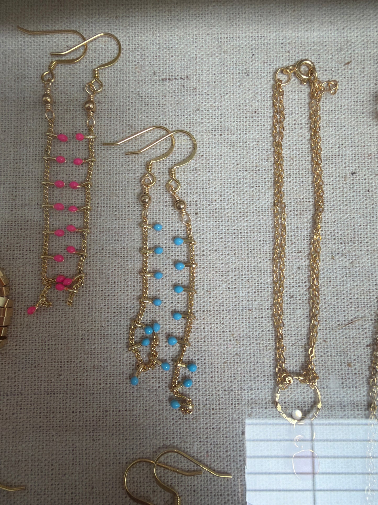 18k + Gemstone Hook Earrings