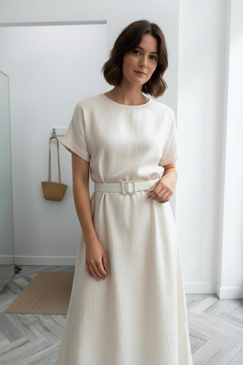 Women’s Marble Buckle Straw Belt