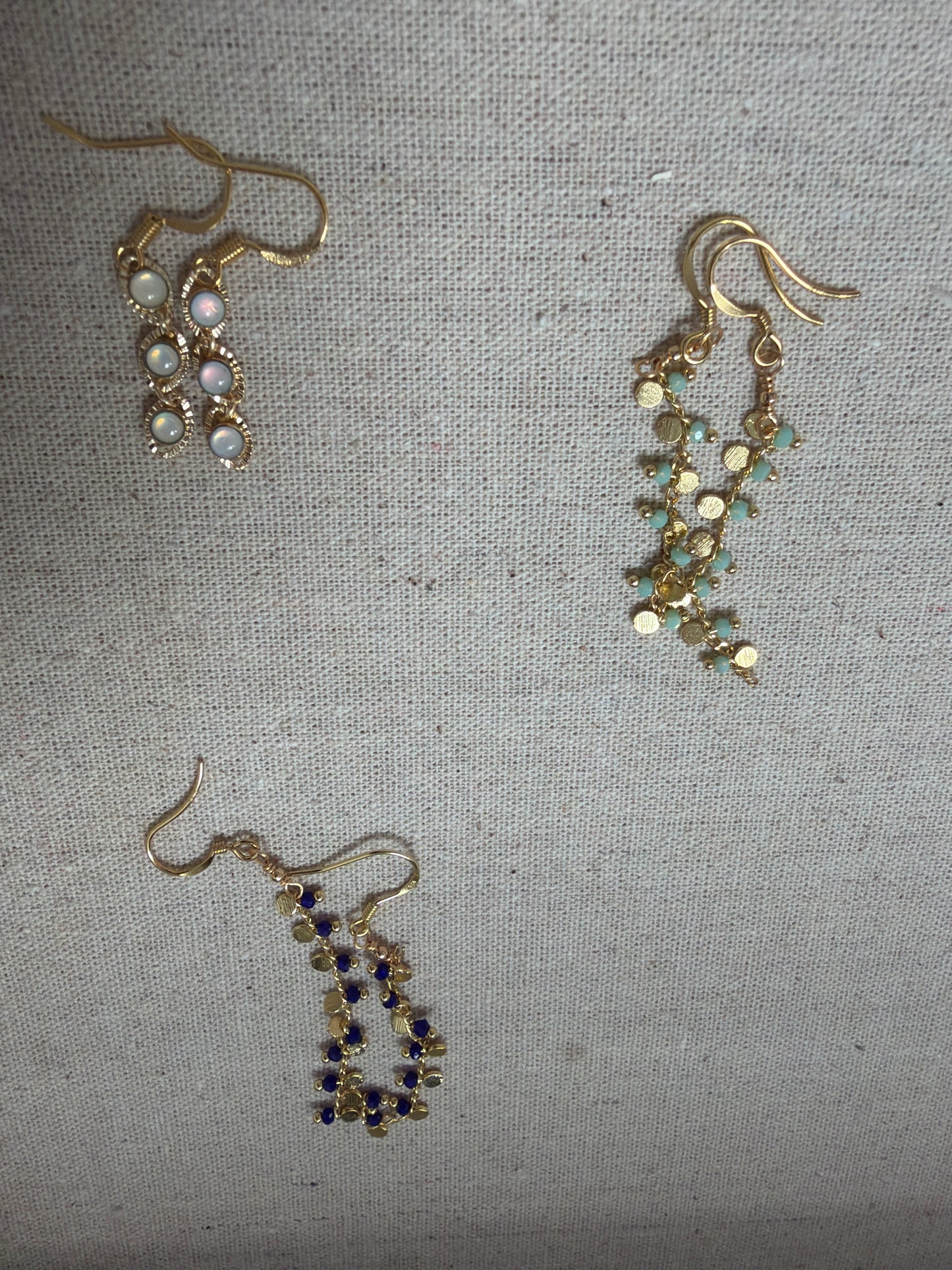 18k + Gemstone Hook Earrings