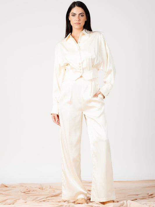 Women’s Satin Tuxedo Blouse