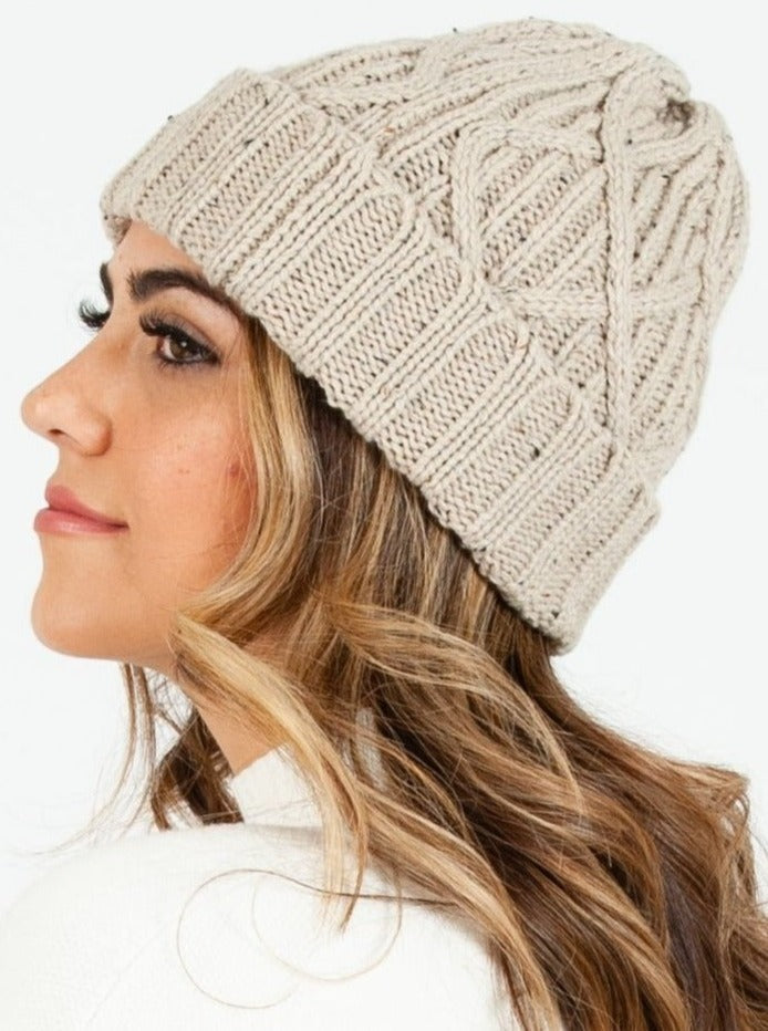 Women’s Cross Cable Knit Beanie