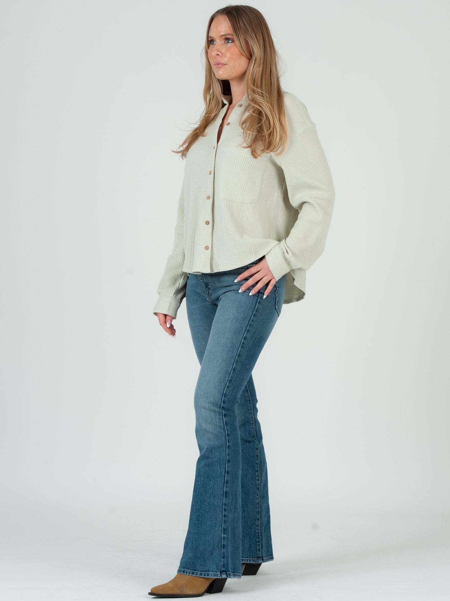 Women’s Waffle Button Down Shirt
