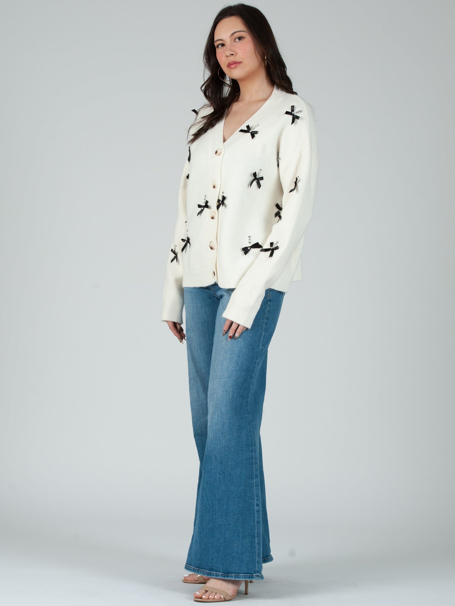 Women’s Bow Sparkle Cardigan Sweater