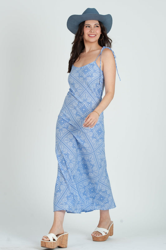 Women's Western Bandana Print Midi Slip Dress