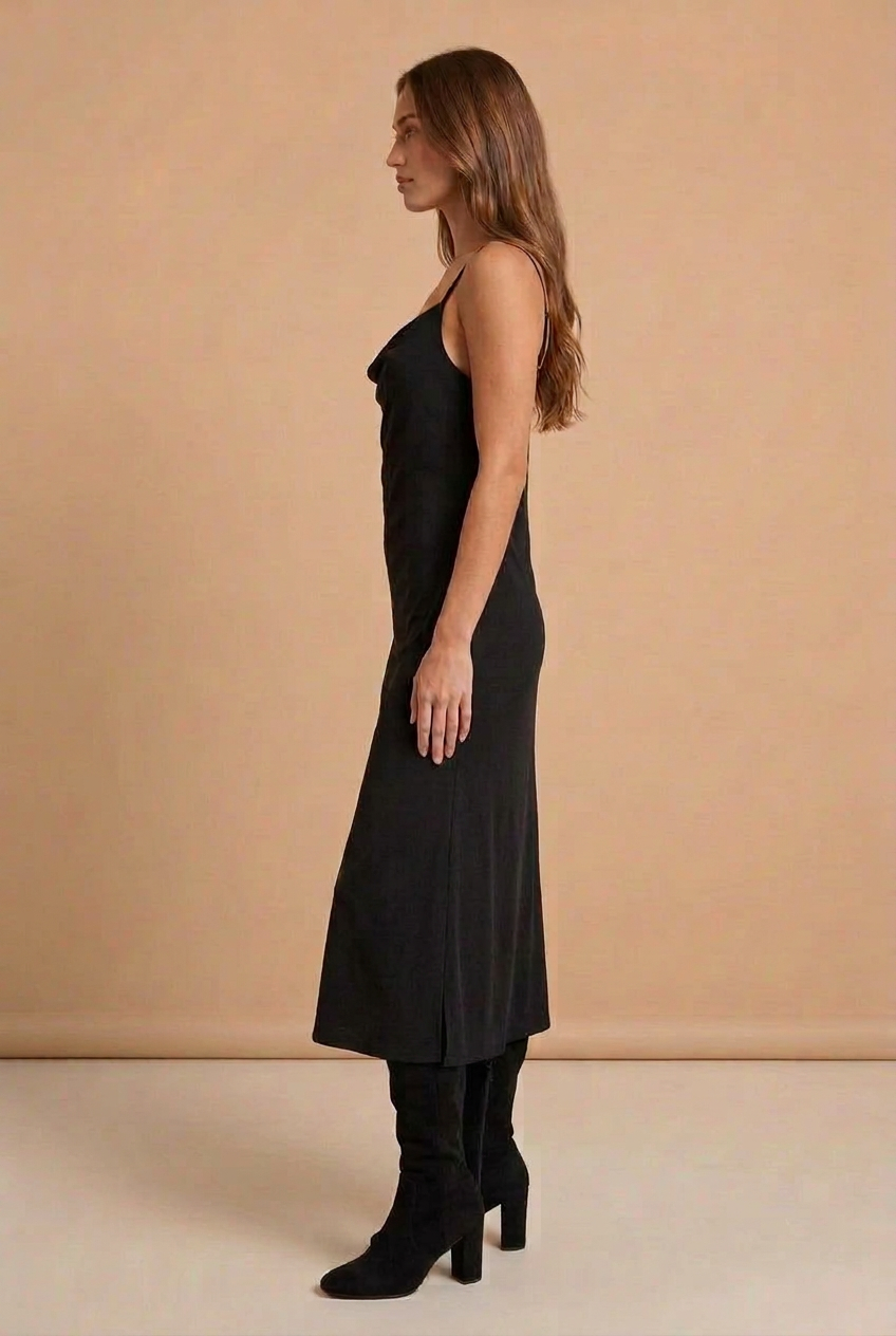 Women’s Drape Neck Jersey Midi Dress