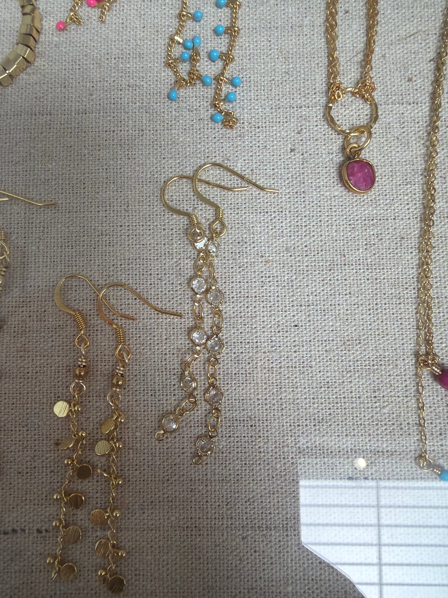 18k + Gemstone Hook Earrings