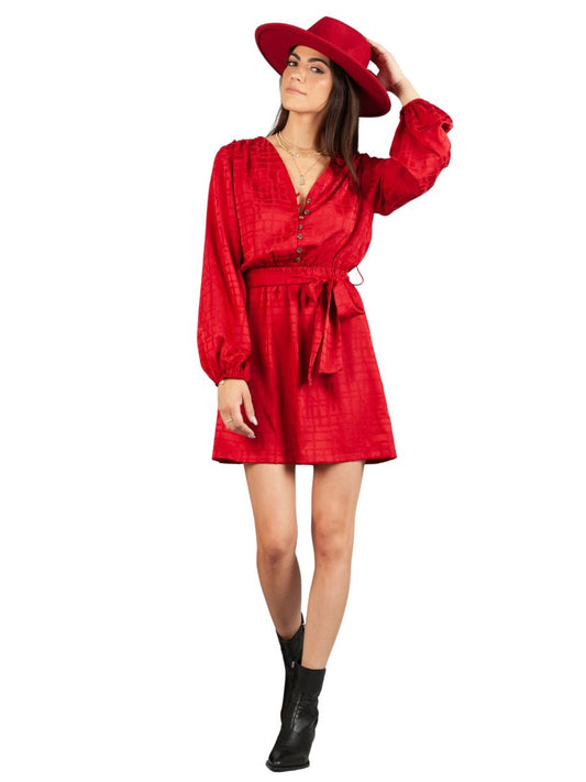 Women's Red Satin Wrap Dress