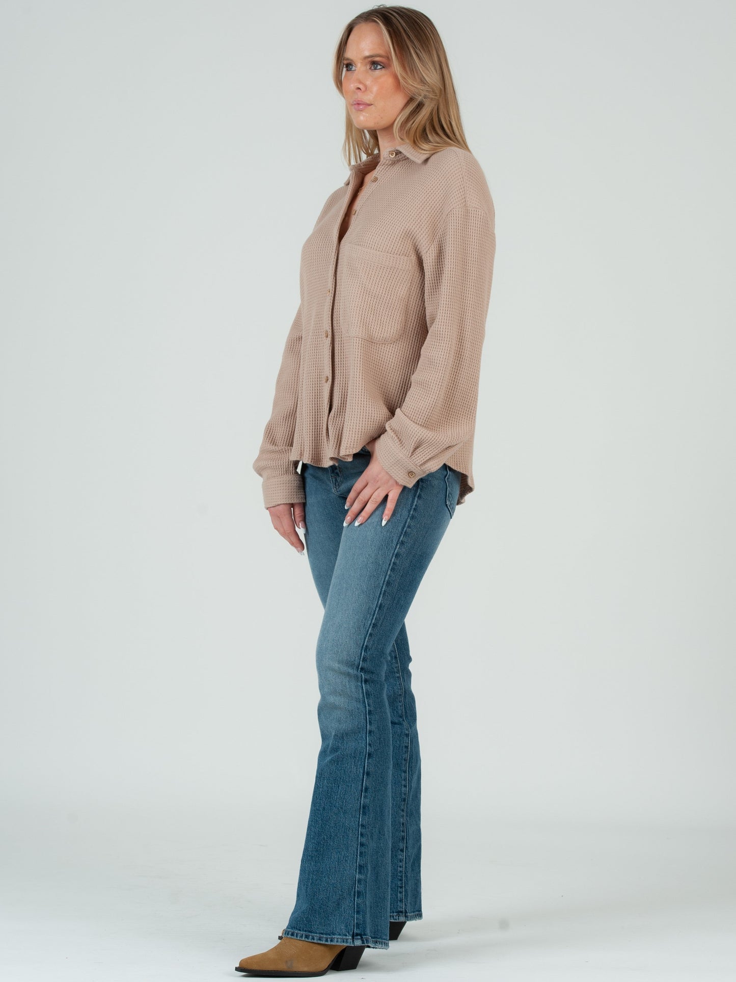Women’s Waffle Button Down Shirt